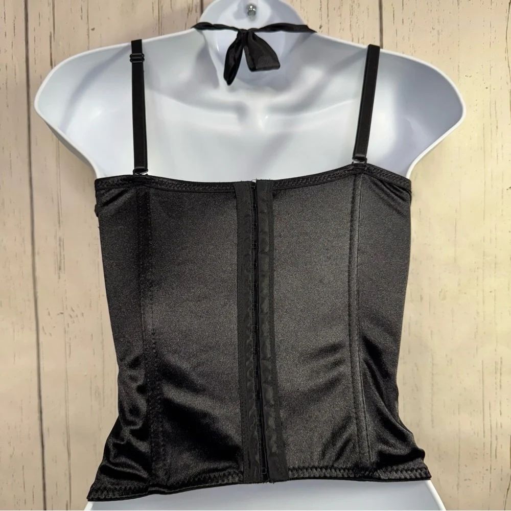 Gothic Black Lace Up Corset Top Spirit Halloween M Y2K Burlesque Festivalwear - Picture 8 of 16